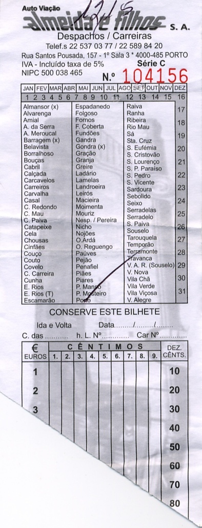 Bilhete Almeida e Filhos 2004